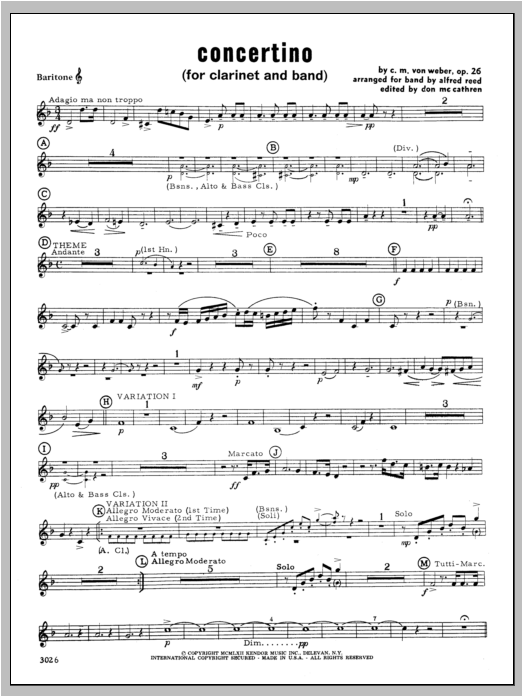 Download Weber Concertino - Baritone T.C. Sheet Music
