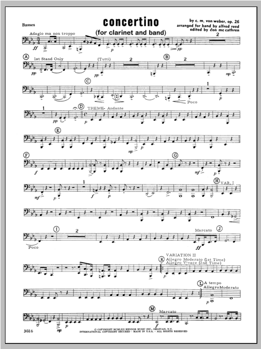 Download Weber Concertino - Bass Sheet Music
