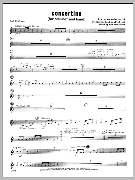 Download Weber Concertino - Bb Cornet 2 Sheet Music