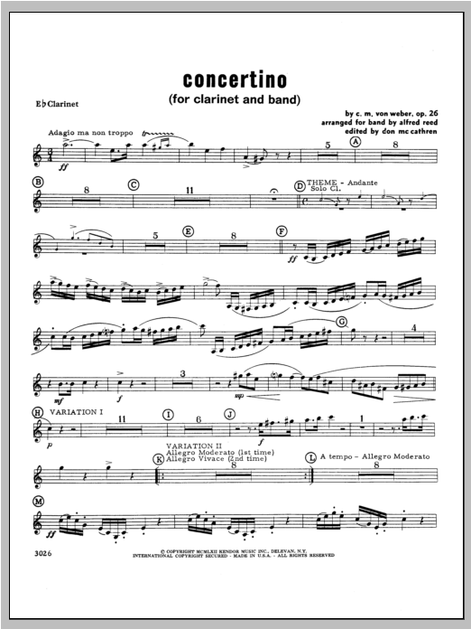 Download Weber Concertino - Clarinet Sheet Music