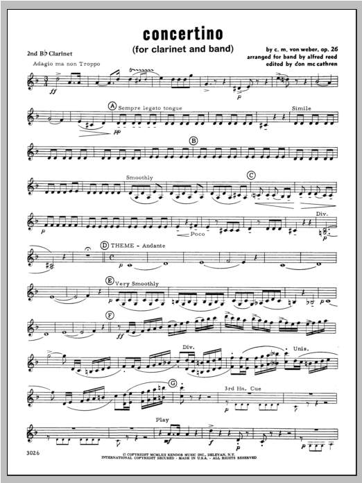 Download Weber Concertino - Clarinet 2 Sheet Music