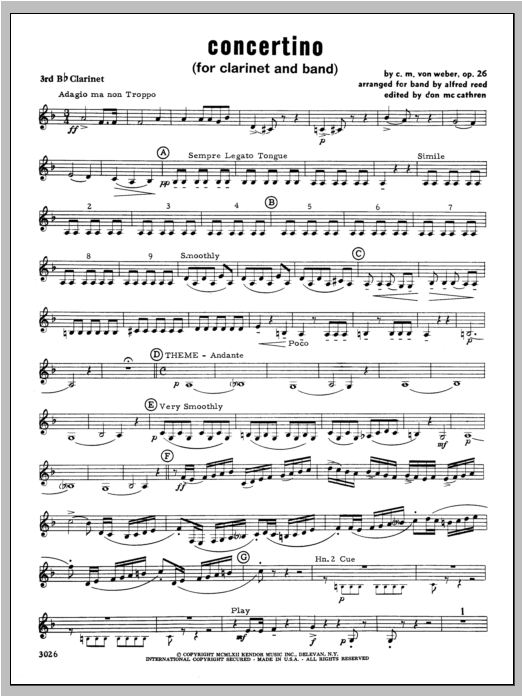 Download Weber Concertino - Clarinet 3 Sheet Music