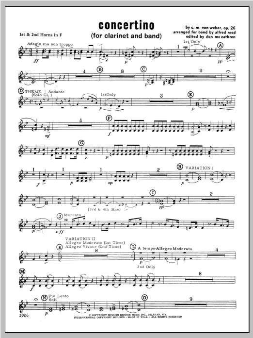 Download Weber Concertino - F Horn 1 & 2 Sheet Music