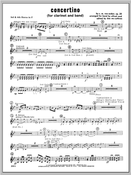 Download Weber Concertino - F Horn 3 & 4 Sheet Music