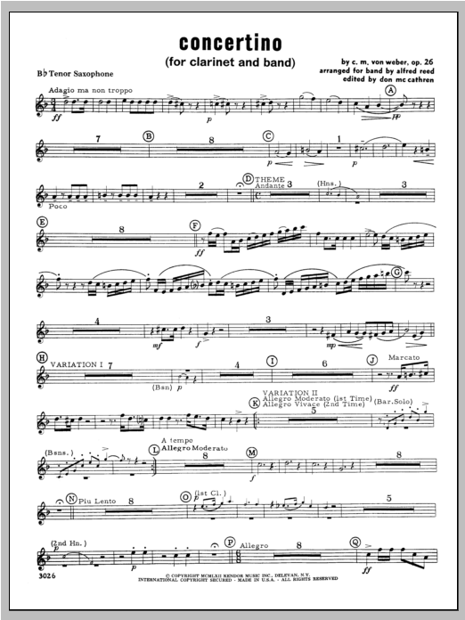Download Weber Concertino - Tenor Sax Sheet Music