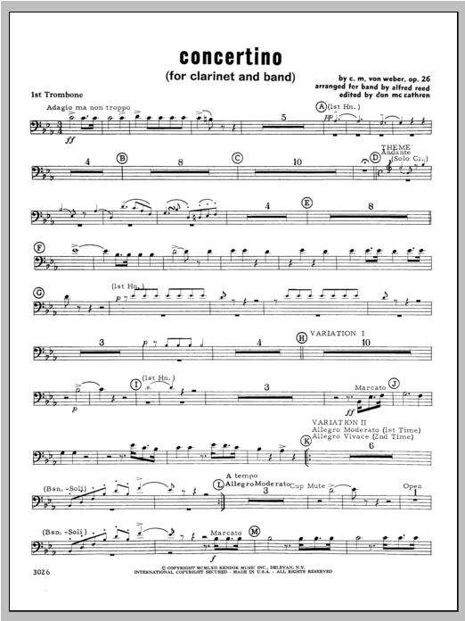 Download Weber Concertino - Trombone 1 Sheet Music