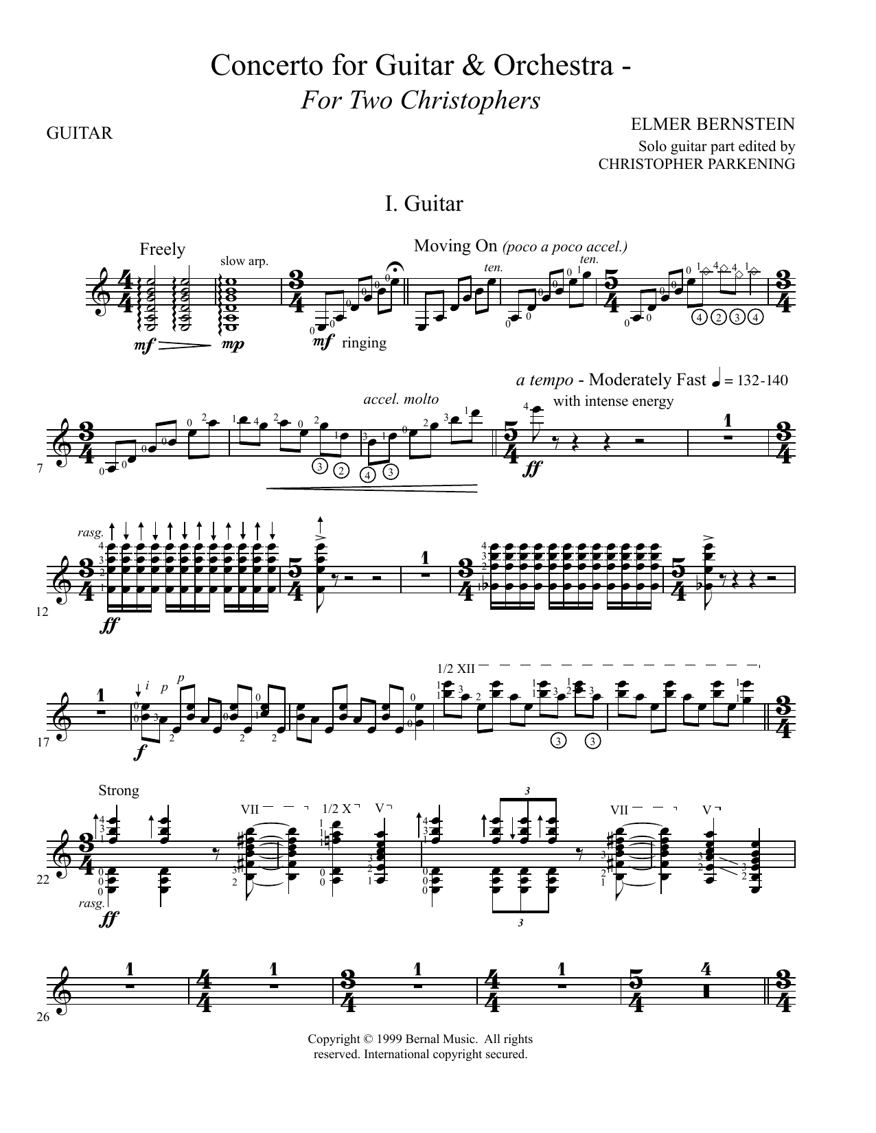 Download Elmer Bernstein Concerto For Guitar And Orchestra - For Sheet Music