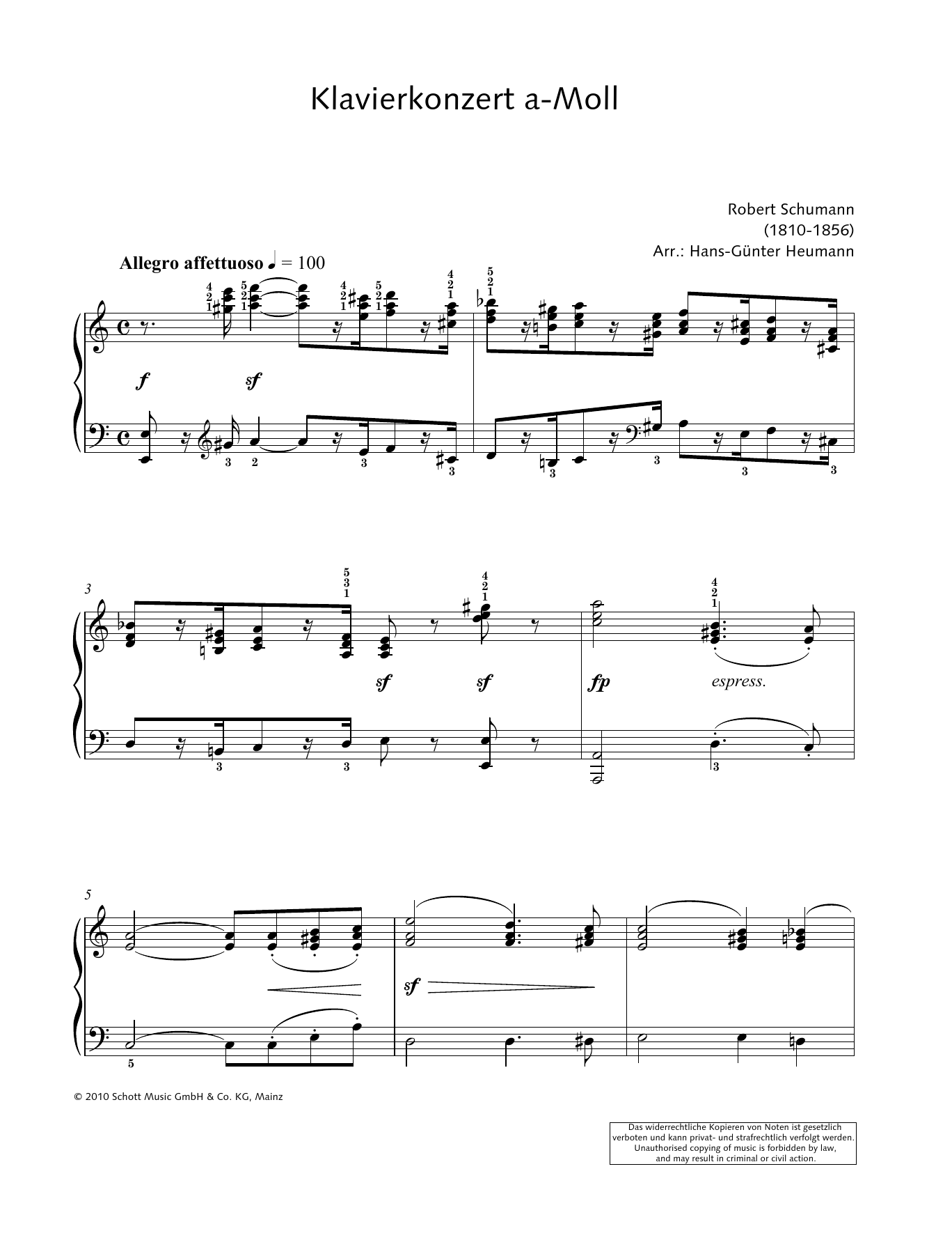 Download Robert Schumann Concerto for Piano and Orchestra in A m Sheet Music