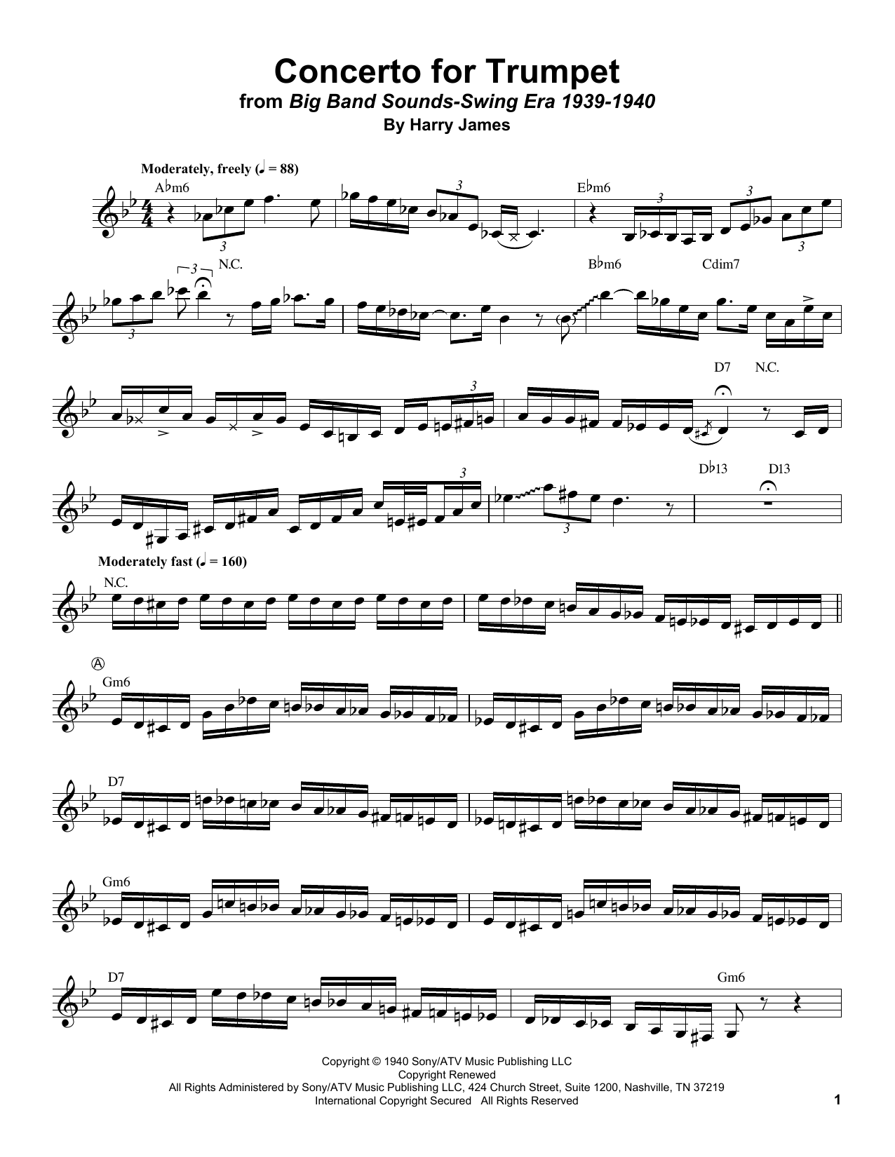 Download Harry James Concerto For Trumpet Sheet Music