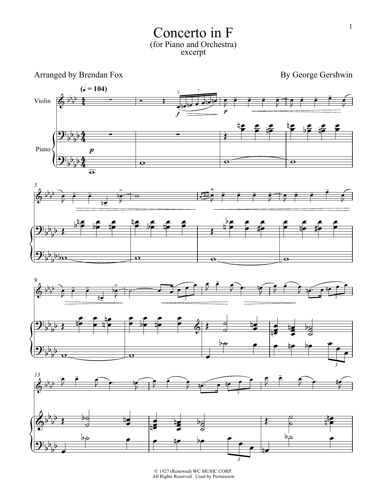 Download George Gershwin Concerto In F (For Piano & Orchestra) ( Sheet Music