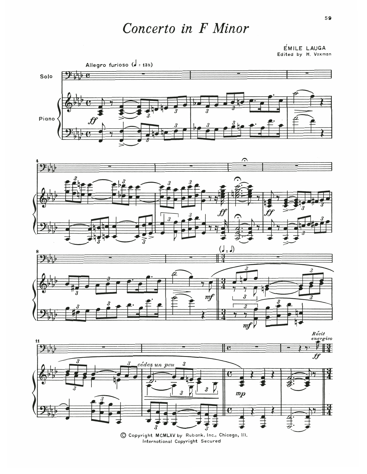 Download Emile Lauga Concerto In F Minor Sheet Music