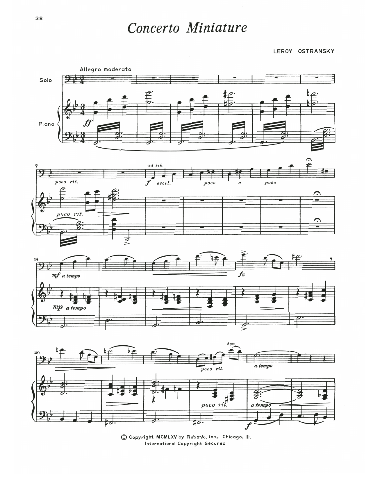Download Leroy Ostransky Concerto Miniature Sheet Music