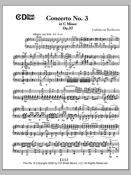 Download Ludwig van Beethoven Concerto No. 3 in C Minor, Op. 37 Sheet Music