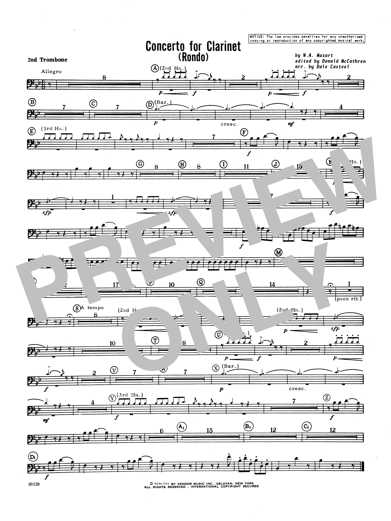 Download Donald McCathren and Dale Casteel Concerto For Clarinet - Rondo (3rd Move Sheet Music