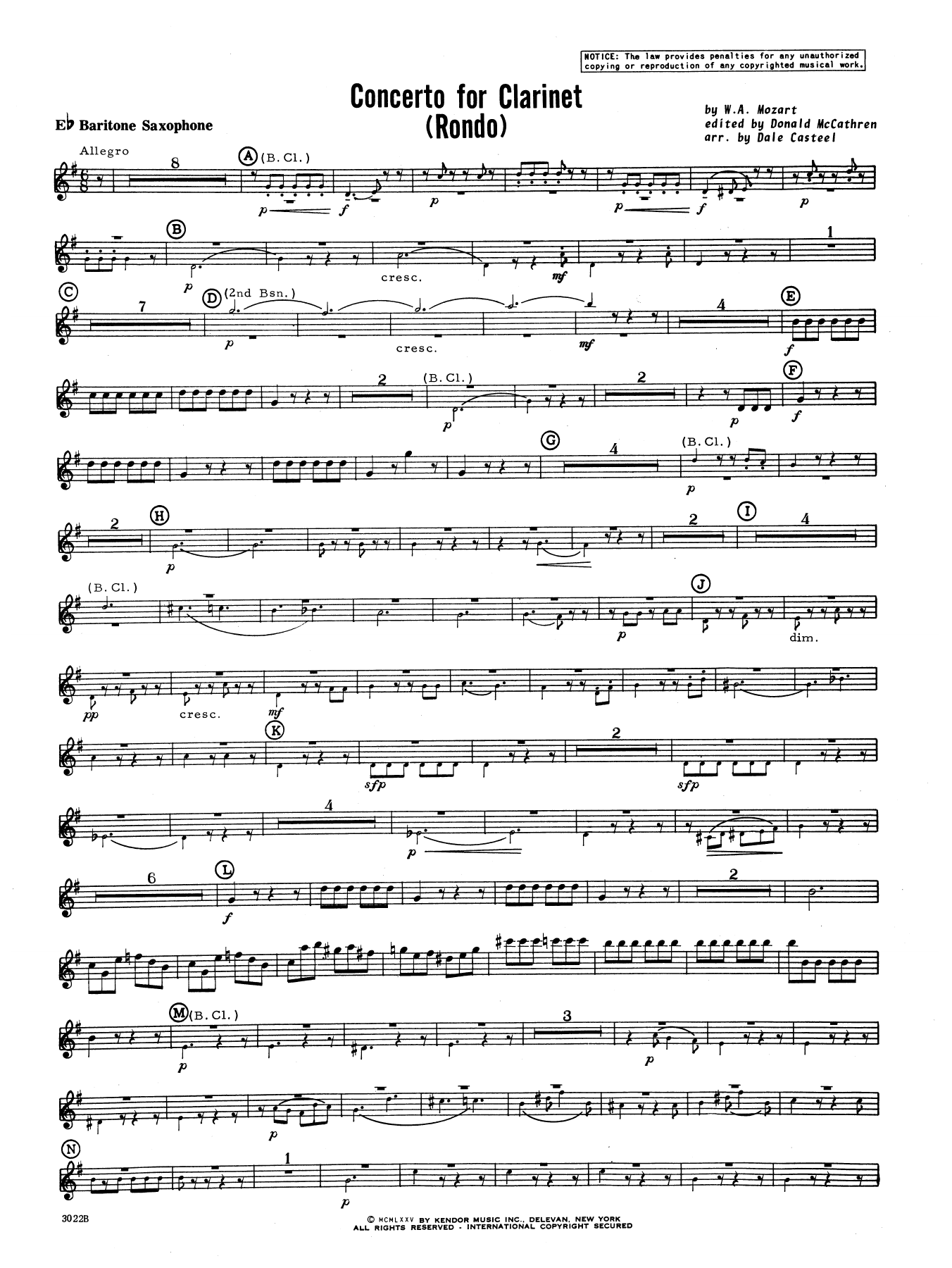 Download Donald McCathren and Dale Casteel Concerto For Clarinet - Rondo (3rd Move Sheet Music