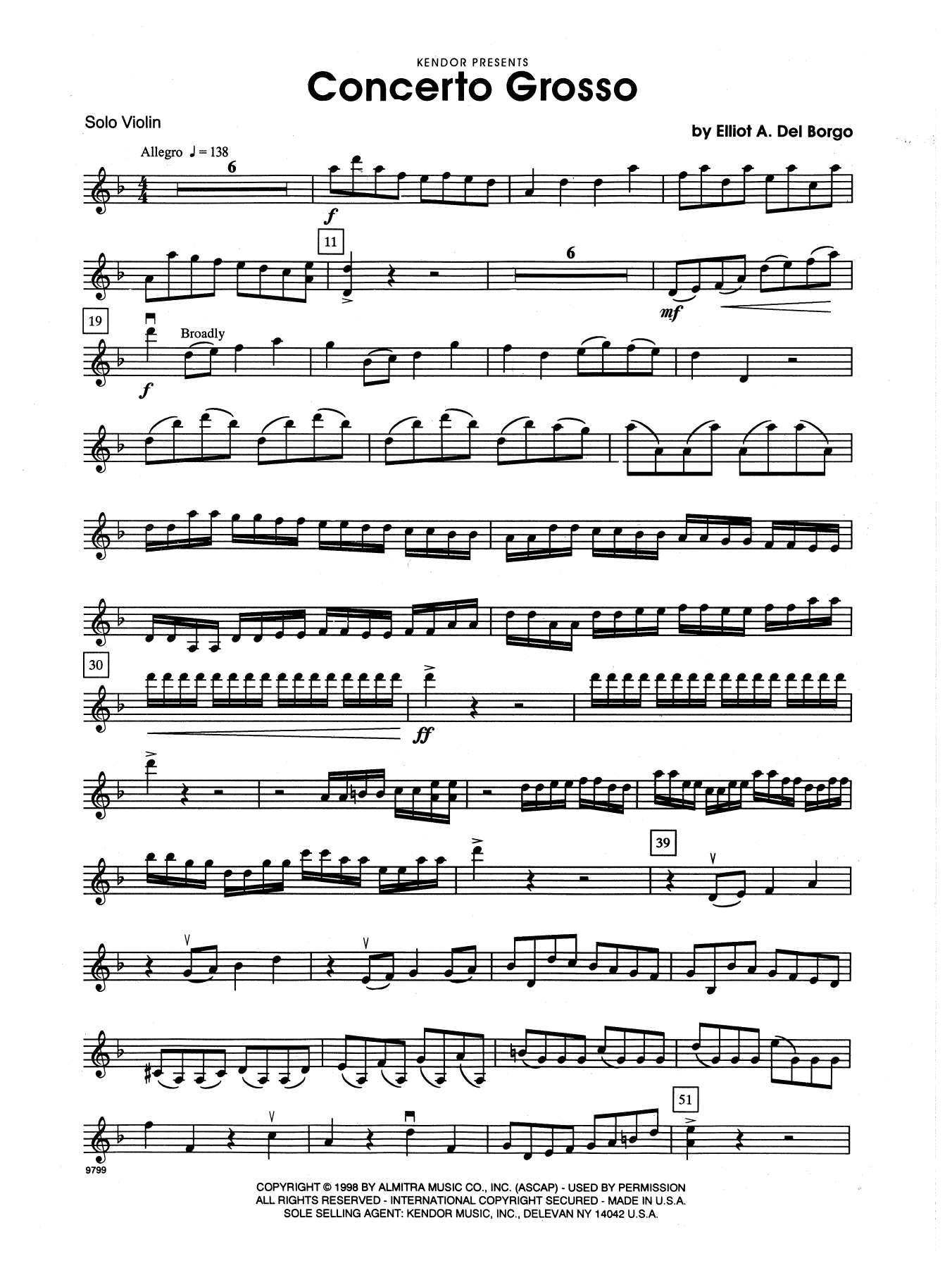 Download Elliot A. Del Borgo Concerto Grosso - Solo Violin Sheet Music