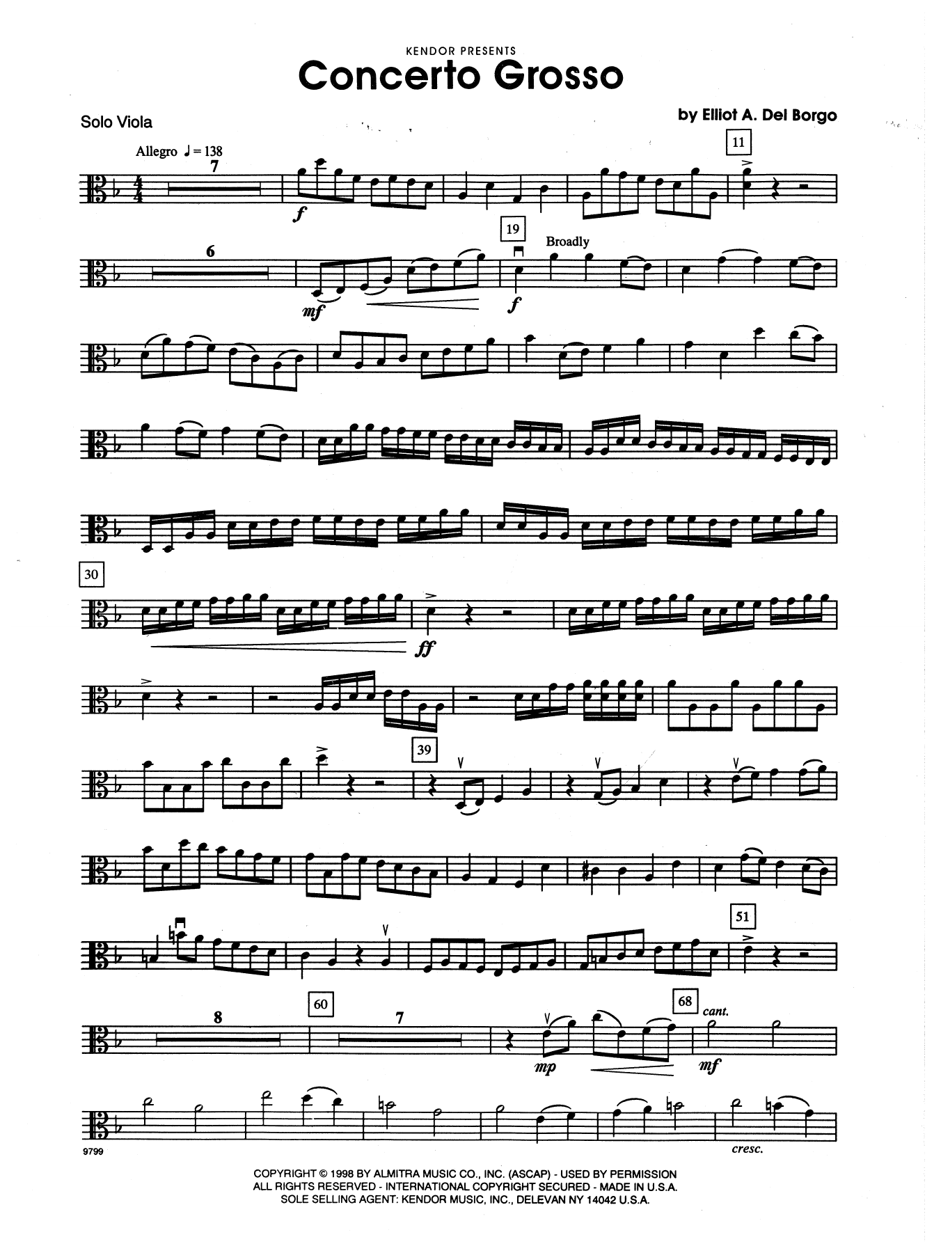 Download Elliot A. Del Borgo Concerto Grosso - Viola Sheet Music