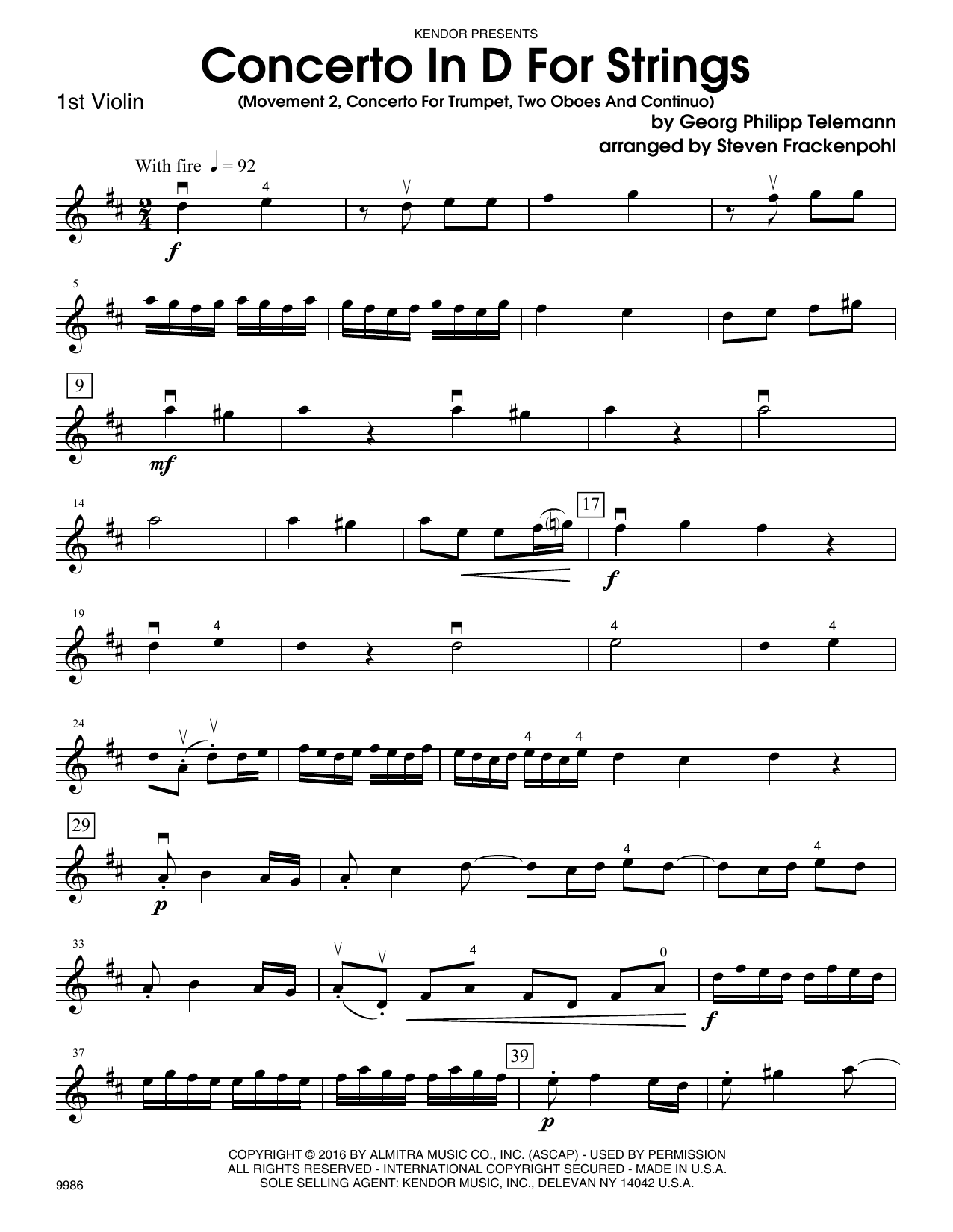 Download Steve Frackenpohl Concerto In D For Strings (Mov II Conce Sheet Music