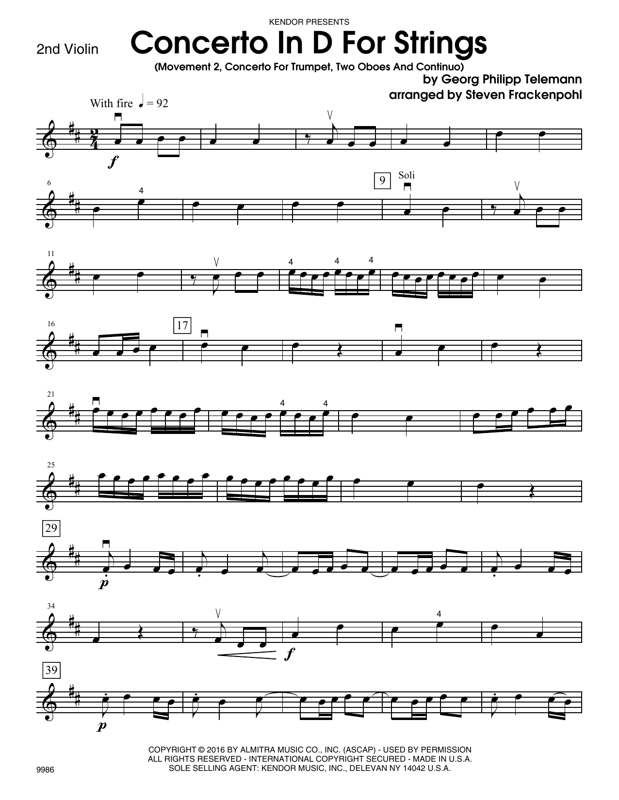 Download Steve Frackenpohl Concerto In D For Strings (Mov II Conce Sheet Music