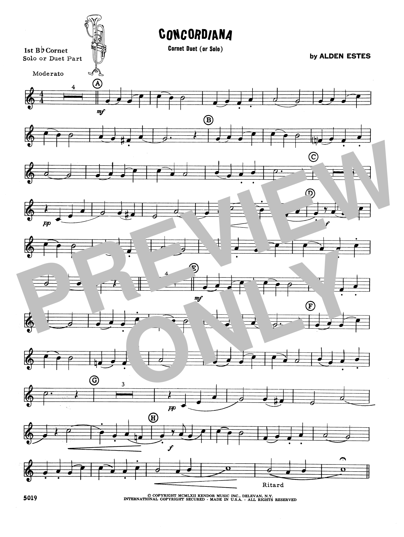 Download David Estes Concordiana - 1st Bb Trumpet Sheet Music