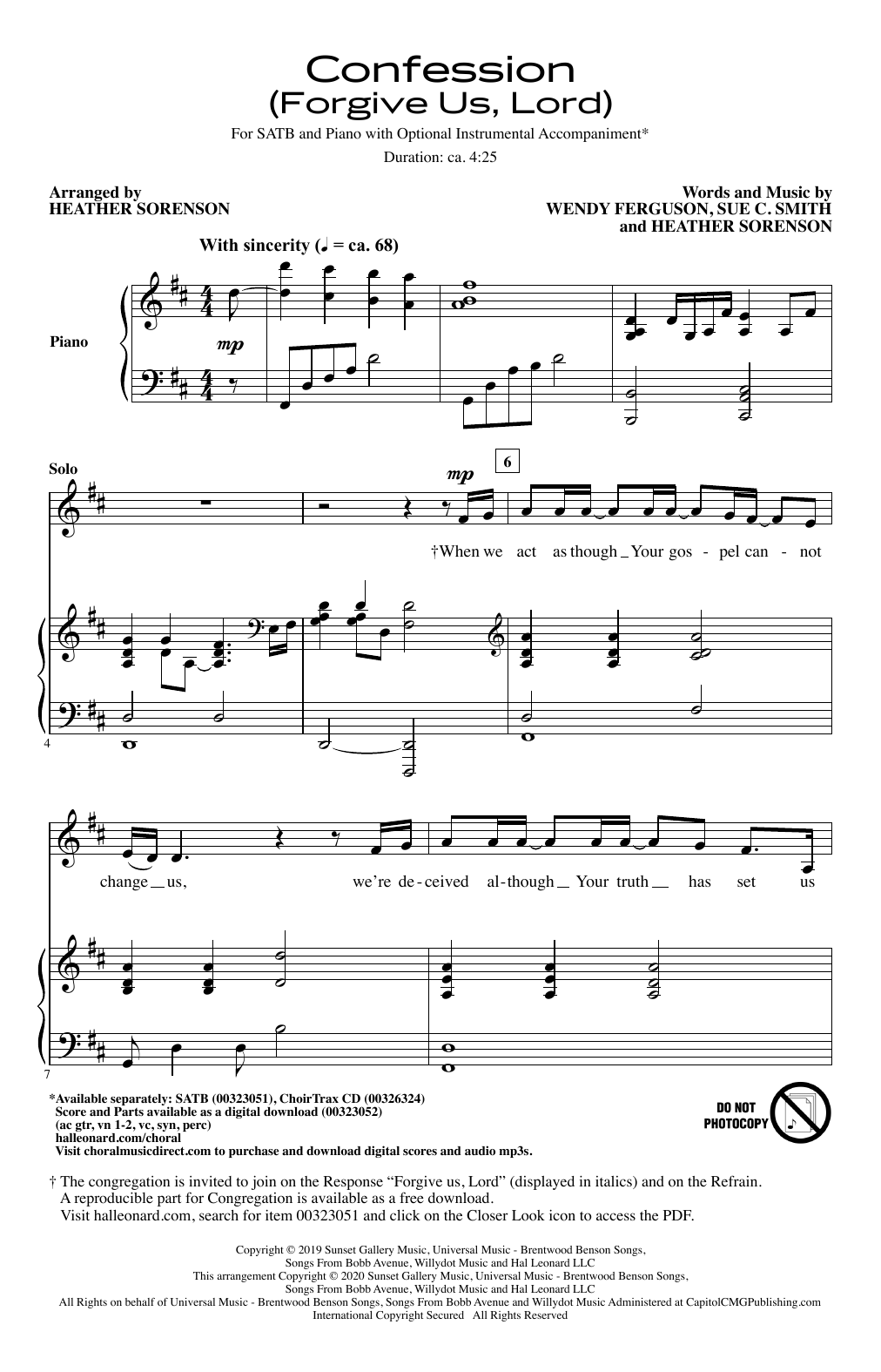 Download Wendy Ferguson, Sue C. Smith and Hea Confession (Forgive Us, Lord) (arr. Hea Sheet Music