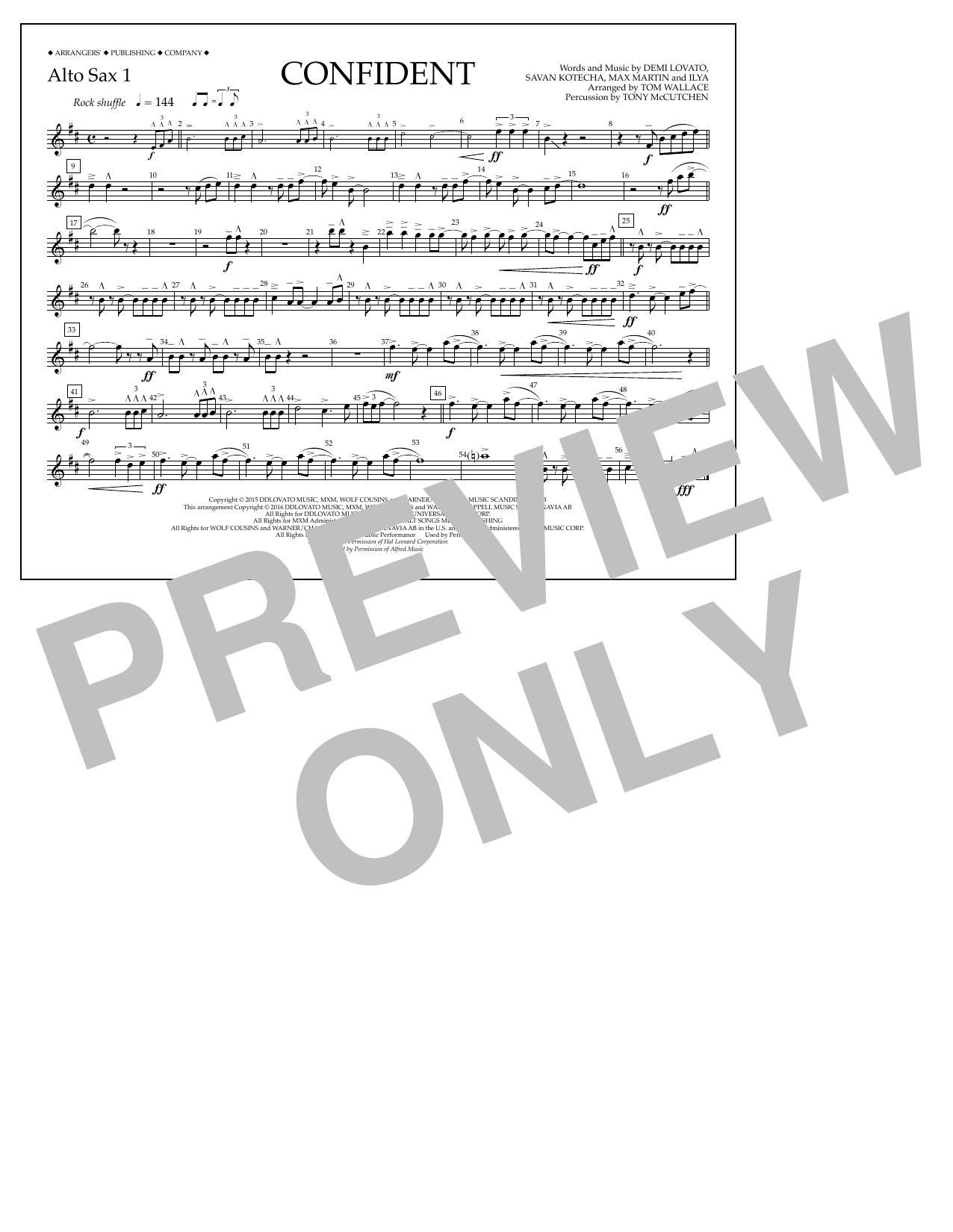 Download Tom Wallace Confident - Alto Sax 1 Sheet Music