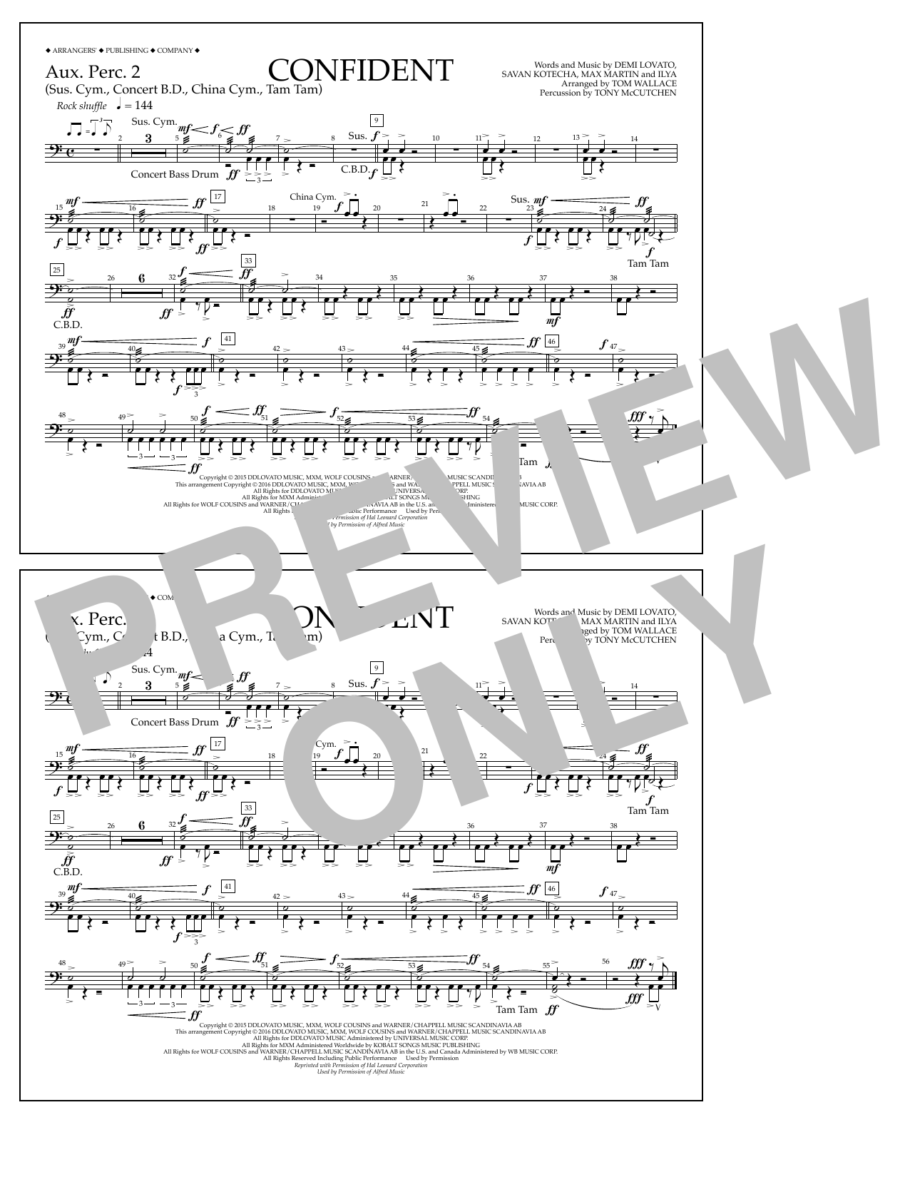 Download Tom Wallace Confident - Aux. Perc. 2 Sheet Music