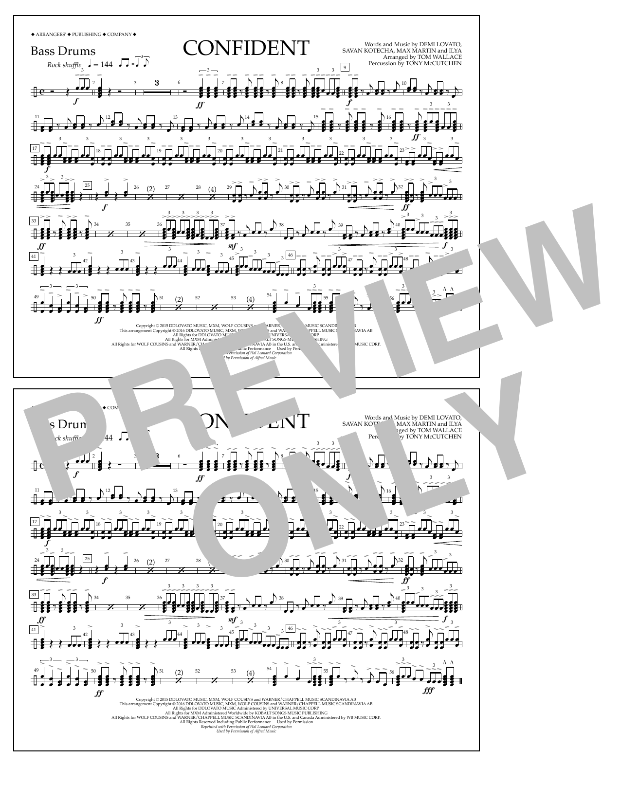 Download Tom Wallace Confident - Bass Drums Sheet Music
