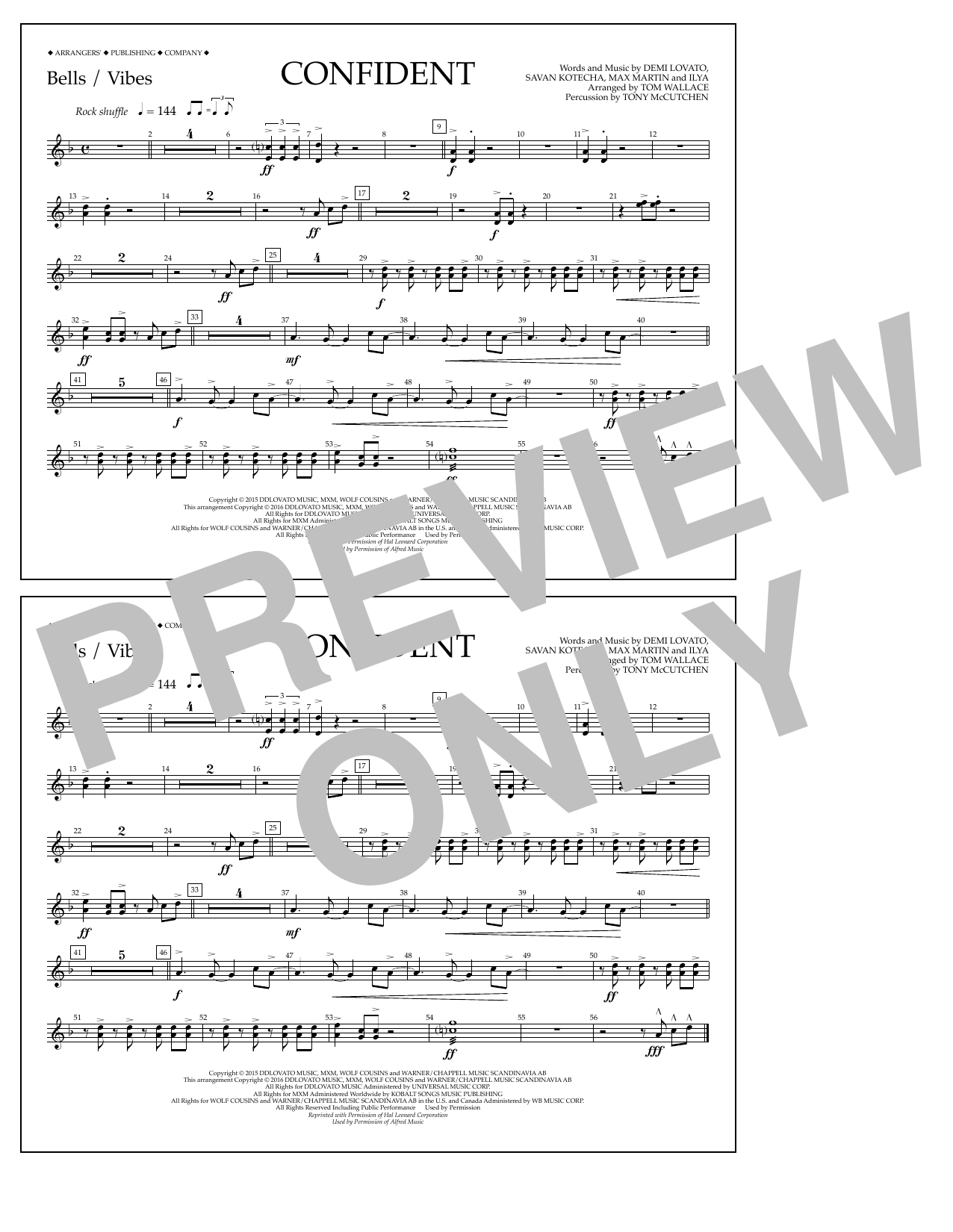 Download Tom Wallace Confident - Bells/Vibes Sheet Music
