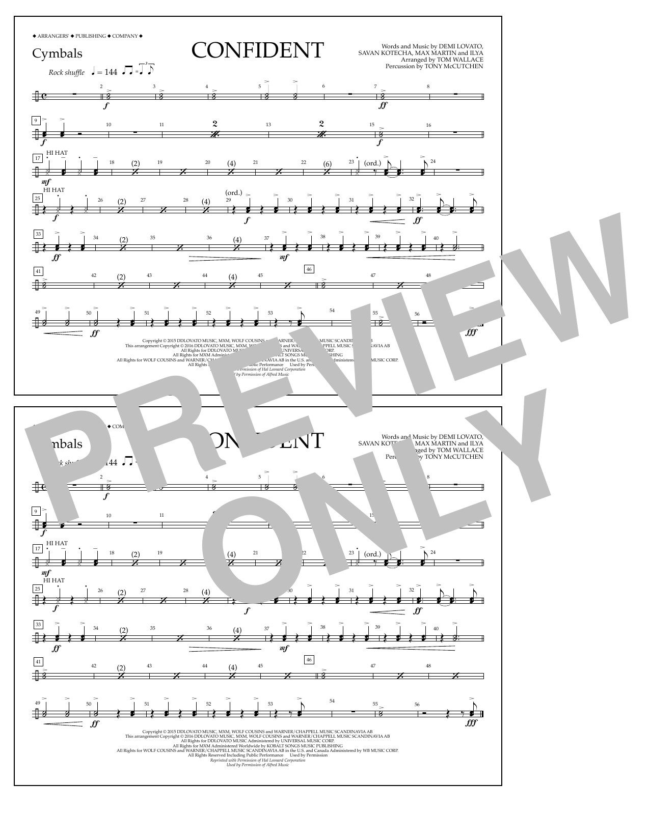 Download Tom Wallace Confident - Cymbals Sheet Music