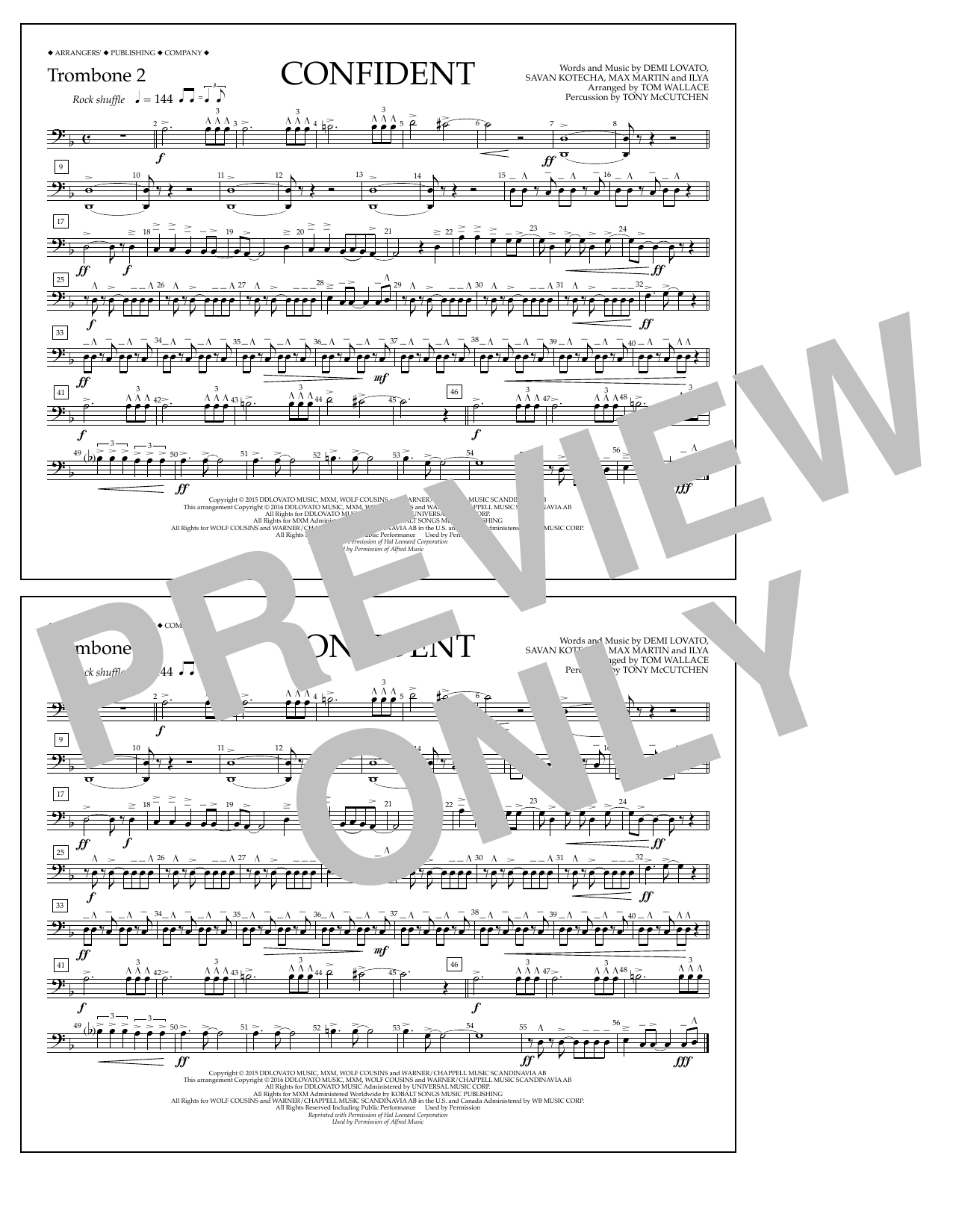 Download Tom Wallace Confident - Trombone 2 Sheet Music