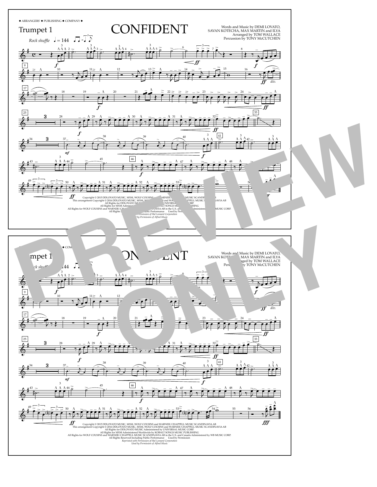 Download Tom Wallace Confident - Trumpet 1 Sheet Music