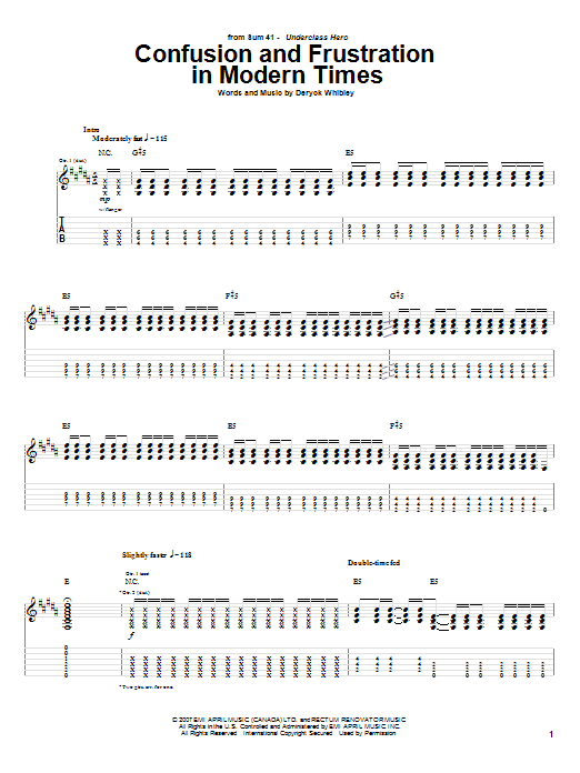 Download Sum 41 Confusion And Frustration In Modern Tim Sheet Music