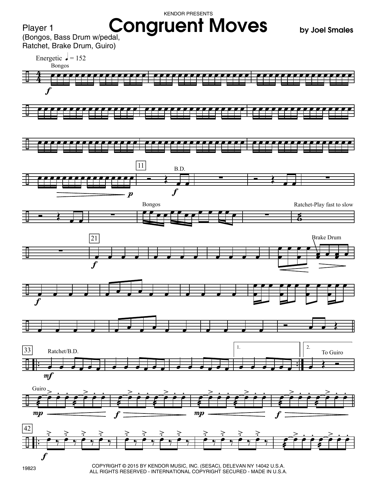 Download Joel Smales Congruent Moves - Percussion 1 Sheet Music