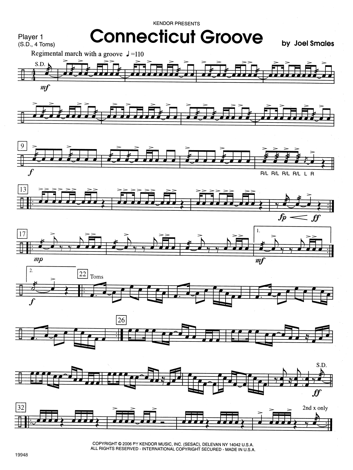 Download Joel Smales Connecticut Groove - Percussion 1 Sheet Music