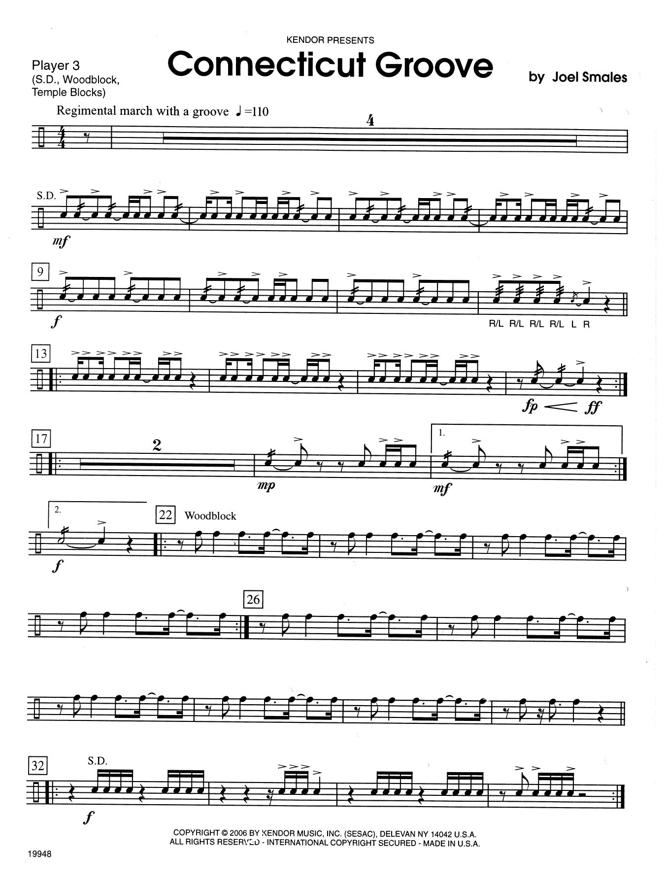 Download Joel Smales Connecticut Groove - Percussion 3 Sheet Music