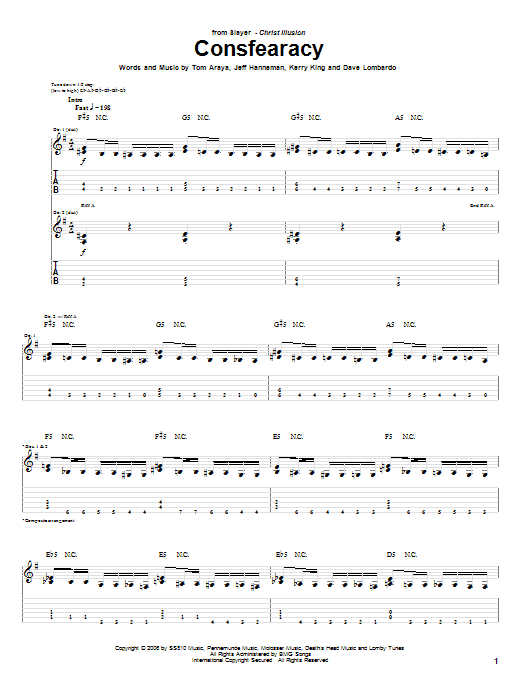 Download Slayer Consfearacy Sheet Music