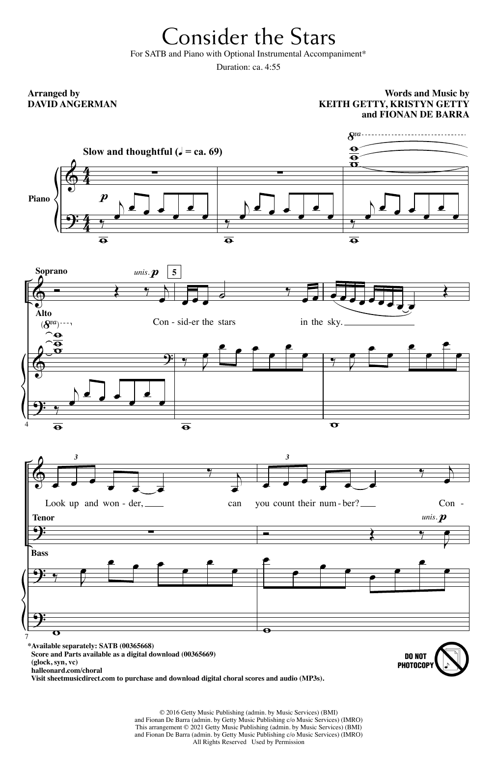 Download Keith and Kristyn Getty Consider The Stars (arr. David Angerman Sheet Music