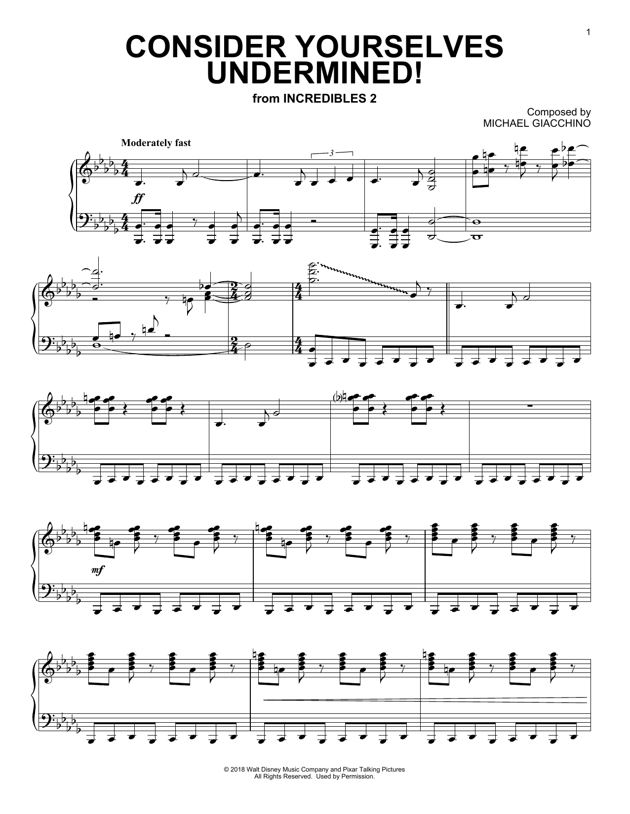 Download Michael Giacchino Consider Yourself Underminded! (from Th Sheet Music