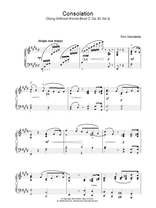 Download Felix Mendelssohn Consolation Sheet Music