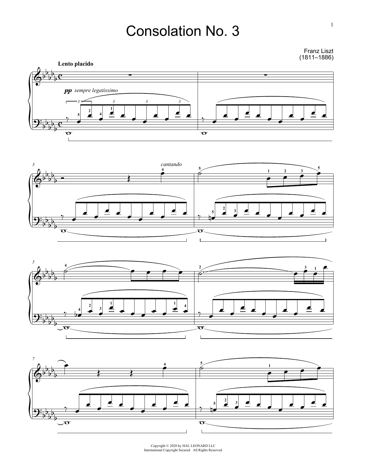 Download Franz Liszt Consolation No. 3 In D-Flat Major Sheet Music