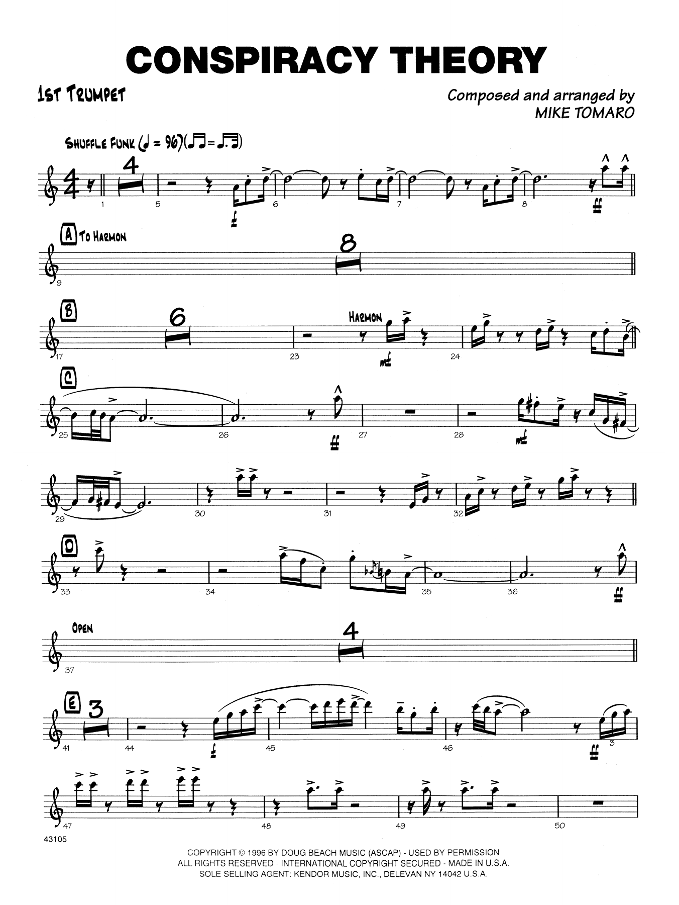 Download Mike Tomaro Conspiracy Theory - 1st Bb Trumpet Sheet Music