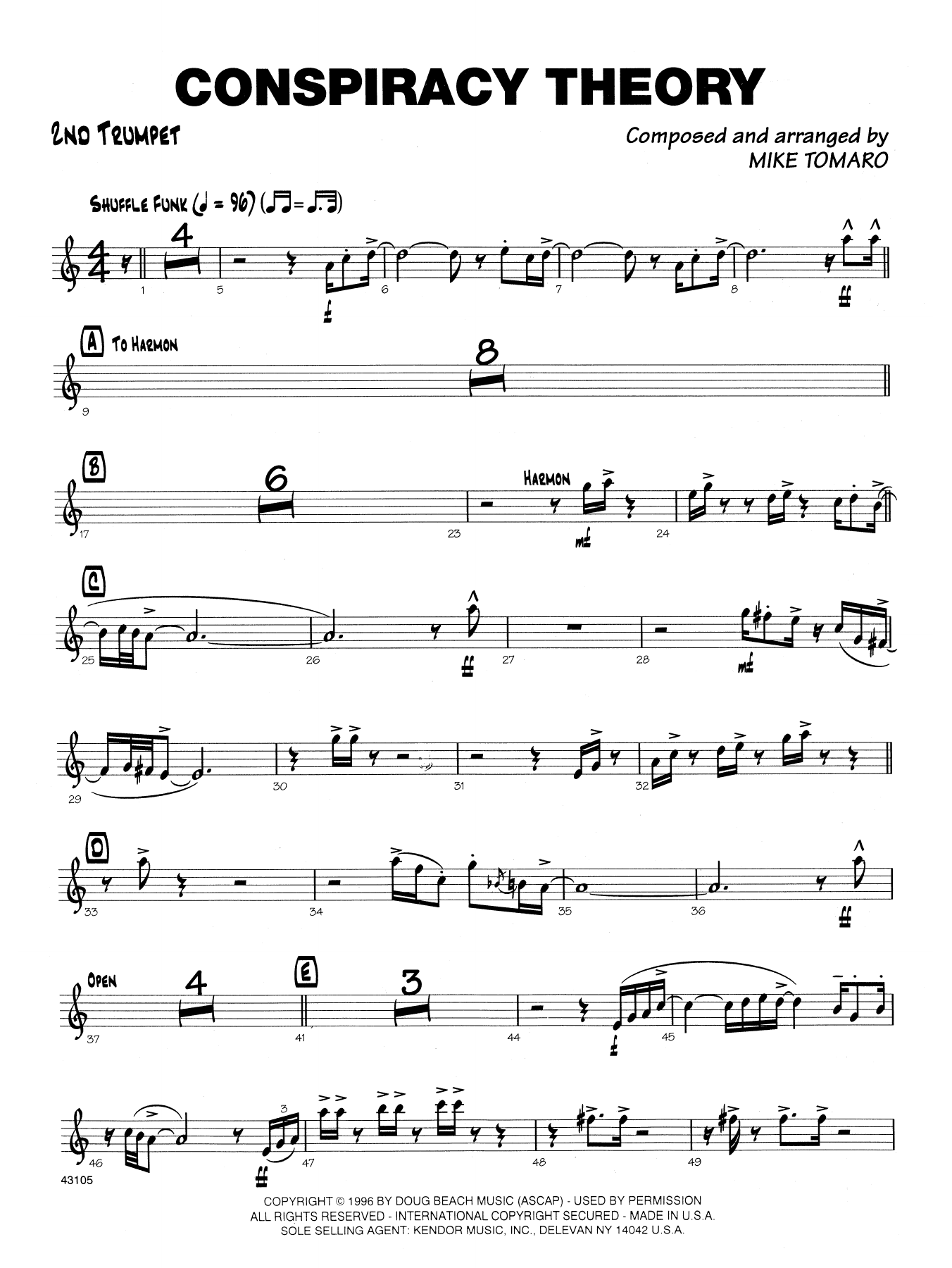 Download Mike Tomaro Conspiracy Theory - 2nd Bb Trumpet Sheet Music