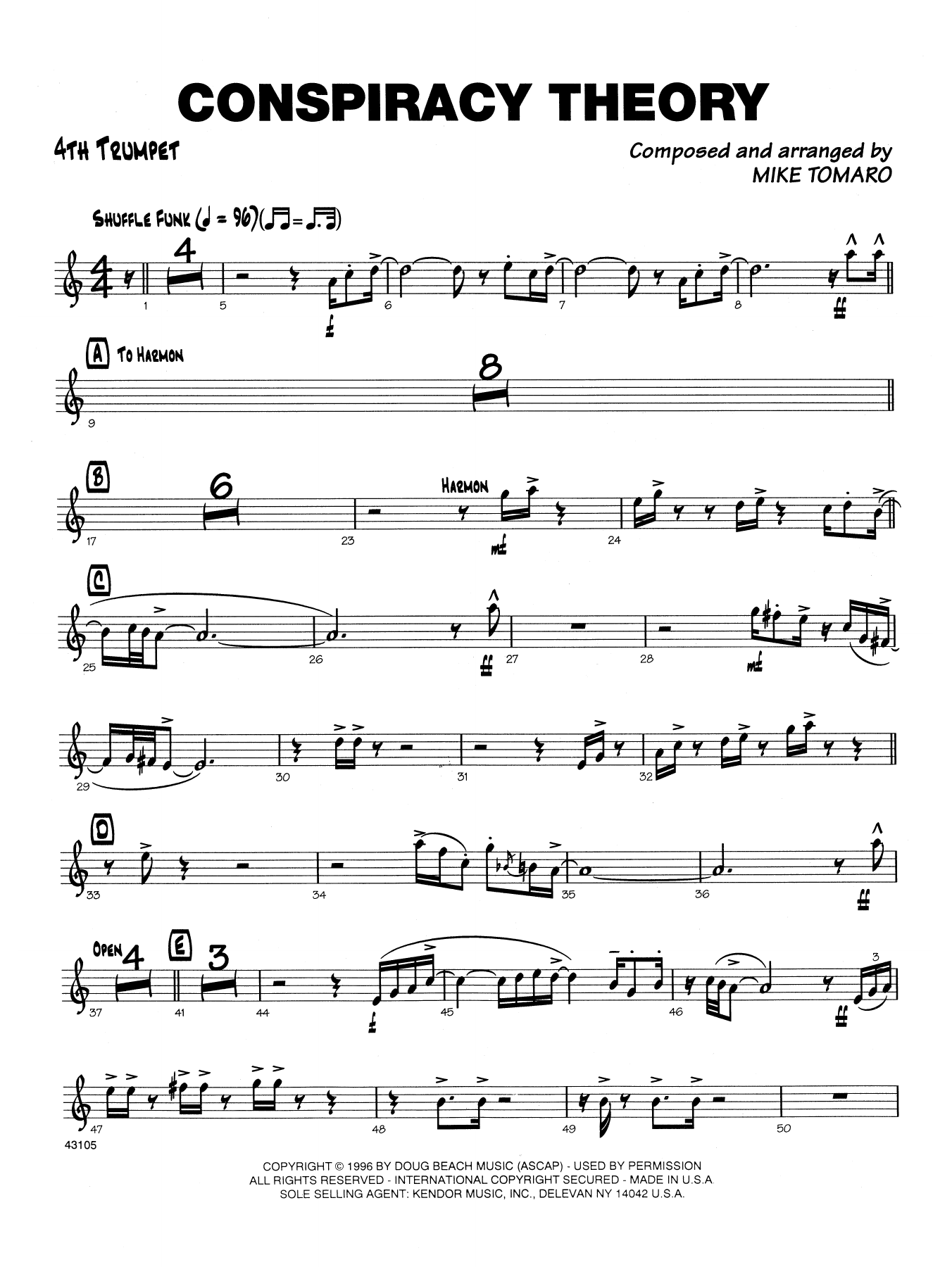 Download Mike Tomaro Conspiracy Theory - 4th Bb Trumpet Sheet Music