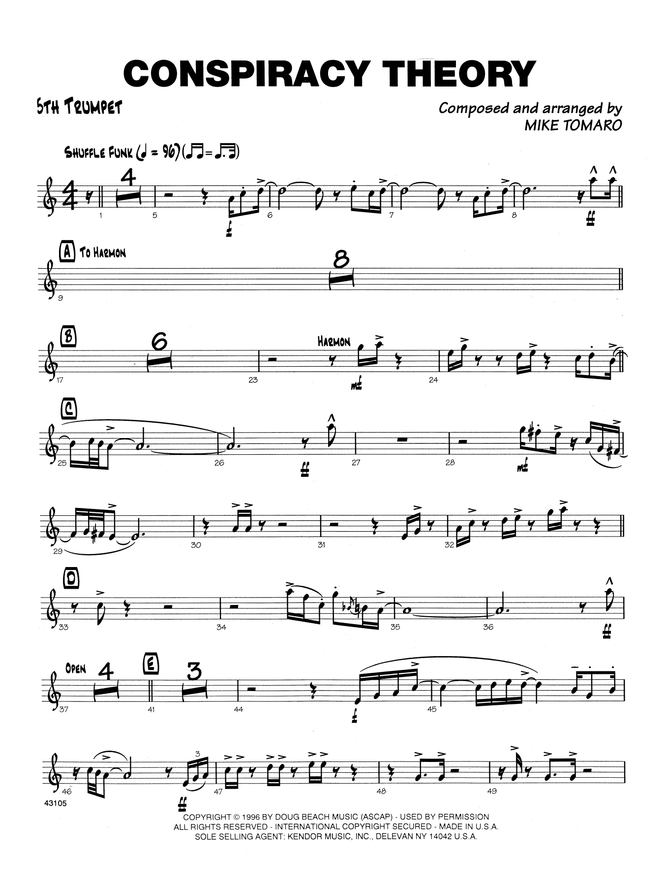 Download Mike Tomaro Conspiracy Theory - 5th Bb Trumpet Sheet Music