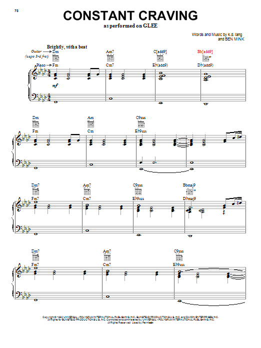 Download Glee Cast Constant Craving Sheet Music