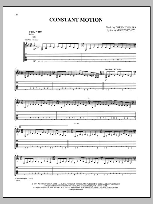 Download Dream Theater Constant Motion Sheet Music