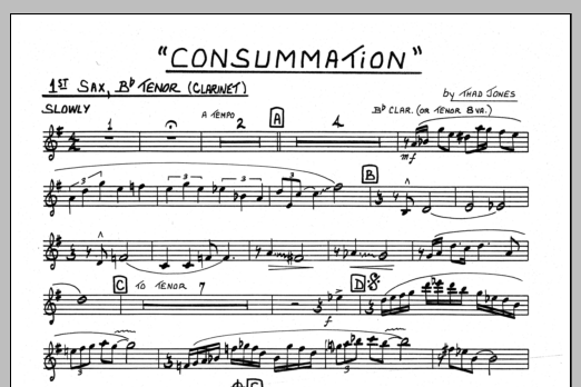 Download Thad Jones Consummation - 1st Bb Tenor Saxophone Sheet Music