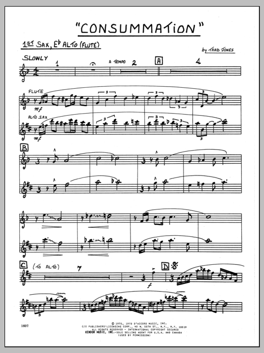 Download Thad Jones Consummation - 1st Eb Alto Saxophone Sheet Music