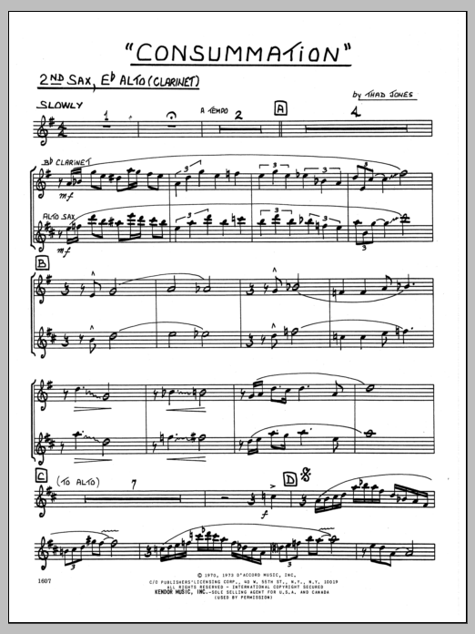Download Thad Jones Consummation - 2nd Eb Alto Saxophone Sheet Music